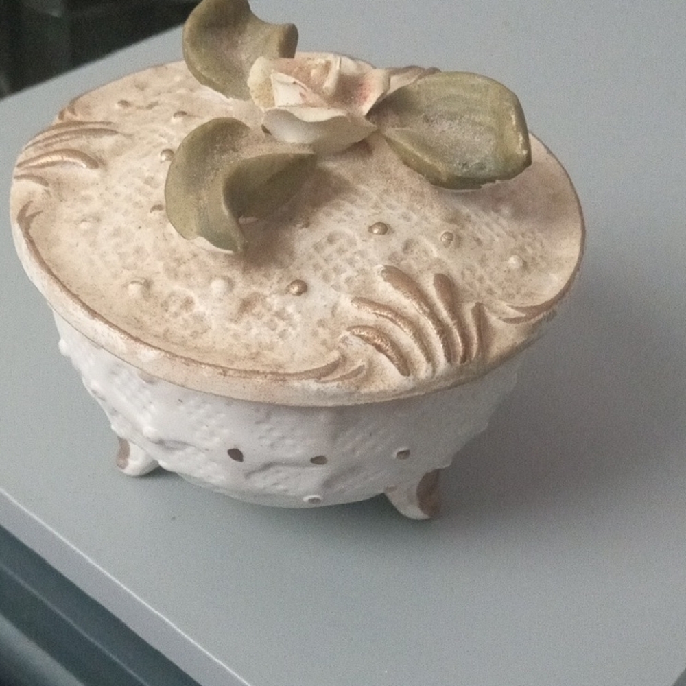 Elegant Ceramic Decorative Box with Floral Design